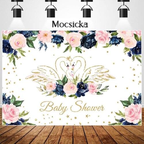 Swan Princess Backdrop Watercolor Floral Girl Birthday Party Decorations Baby Shower Cake Table Decor Favors Photo Booth