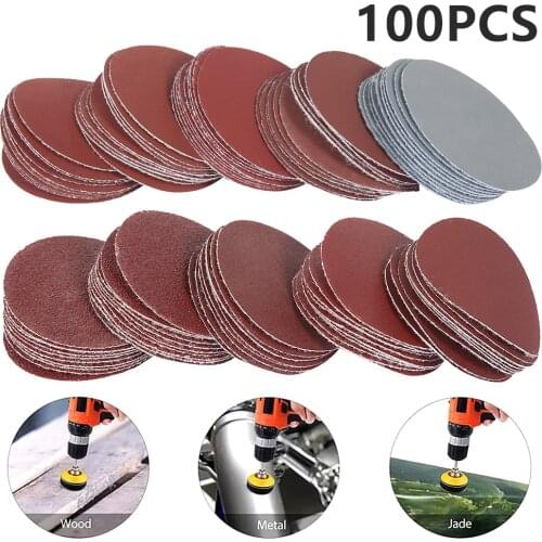 100Pcs 2 inch 50mm 80-3000 Grit Sandpaper Sander Disc Sanding Discs Cutting Disc Backer Set For Polishing Cleaning Abrasive Tool