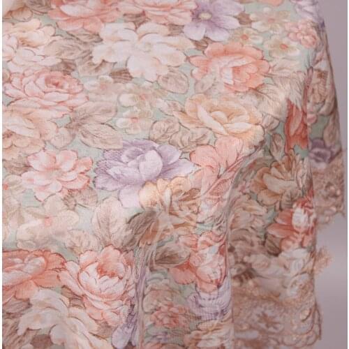 CURCYA Vintage Style Floral Satin Tablecloth for Dinning Tables / Countryside Pastoral Table Covers for Tea Coffee Tables