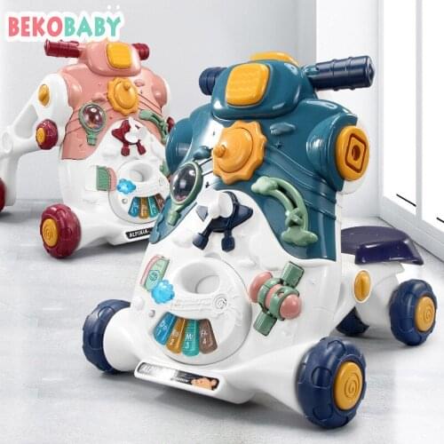 Foldable Baby Walker Multifunctional Baby Sitting Support Toddling Four-Wheel Trolley Children Toddler Walker