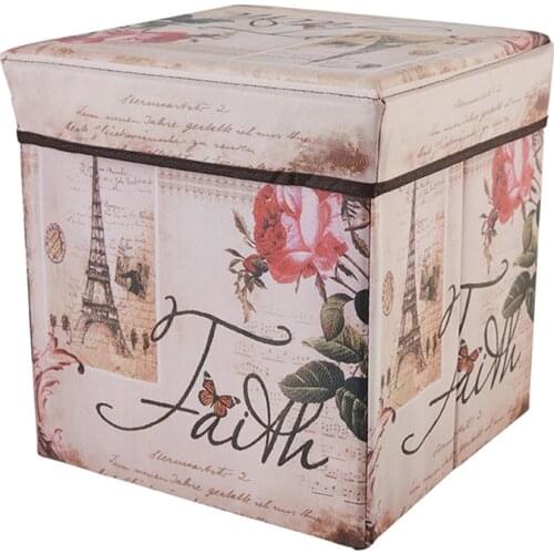 Foldable Storage Ottoman Square Cube Coffee Table Multipurpose Footrest Stool for Bedroom and Living Room Storage 30x30cm