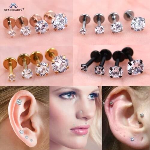 Starbeauty 2pcs/lot 6/8mm Round Bijoux Helix Piercing Tragus Piercing Nose Piercing Labret Lip Ring Nose Ring Pircing Jewelry