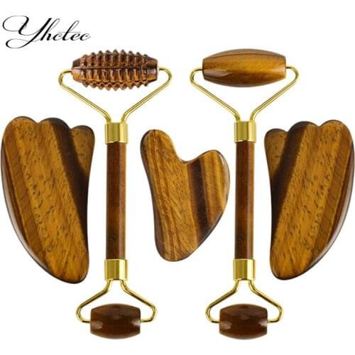 Tiger Eye jadeGouache Scraper For Face Jade Massager Face Roller Guasha Natural Crystal Gouache Stone Roller Anti Wrinkle Beauty