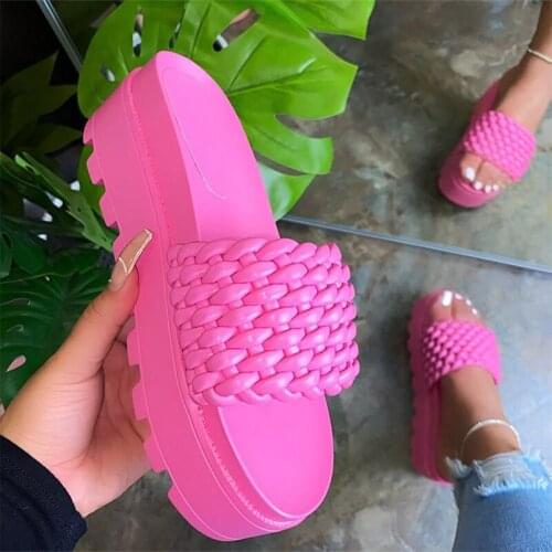 Women Sandals Platform Sandals Shoes Women Bow 2021 Summer Sandals Slipper Indoor Outdoor Flip-flops Beach Shoes Female Slippers