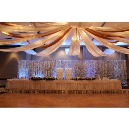 Gold and white banquet roof Drape Canopy Drapery for decoration wedding fabric 12m length x 0.45m wide event party decoration