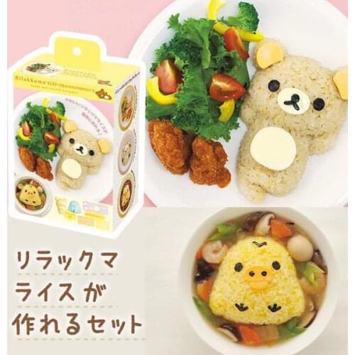 1 Set of Rilakkuma Figure Bear & Chick Rice Model DIY Modeling Mold Cute Children Fun Cartoon Shape Tin Lunch Props Nursery Toy