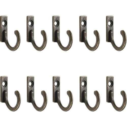 10 Pcs Storage Rack Single Prong Hook Bronze Silver for Coats Hats Cloth Hanger