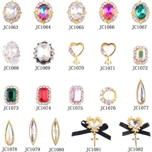 100pcs/pack Muti-shape Nail Rhinestones Glass Shiny Crystal AB Gems Alloy 3D Tips DIY Jewelry Accessories Nail Art Decorations