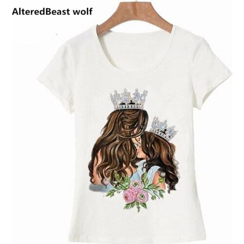 2019 Mommys Love Female T-shirt Mom and Daughter T Shirt Women Fashion Love Print White T-shirt Streetwear Vogue T Shirtr Tops
