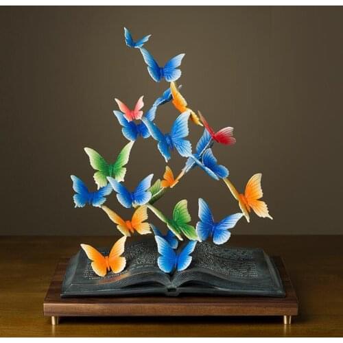 41 cm Chinese Art Deco Brass Butterfly Dance fly off From Book decorate sculpture Decoration Home Furnishings Gift Statue