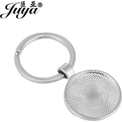 5/10PCS Double Sided Keychain Settings Cabochon Base 25mm Alloy Bezel Blank Tray For DIY Jewelry Making Findings Accessories