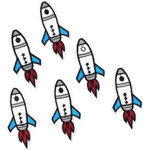10pcs/lot Diy Clothes Jeans Stickers Iron rocket Appliques Sewing Motif Badge Handmade Patchwork Garment Accessories Patches