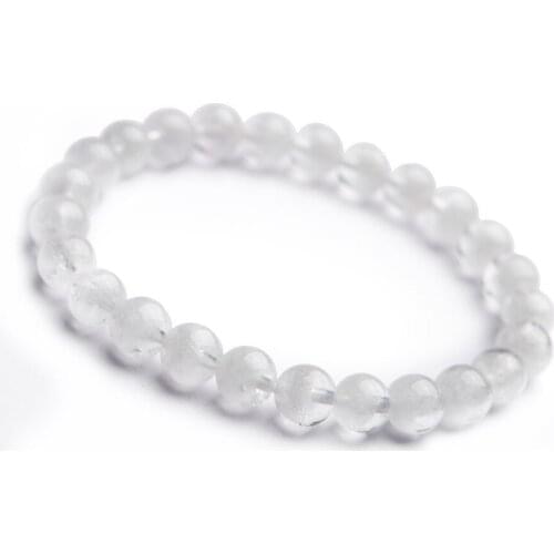 Genuine Natural White Phantom Quartz Bracelets For Women 8mm Natural Stone Crystal Stretch Round Bead Bracelet