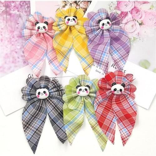 1 Piece Pretty Panda Long Tail Ties Bow Elastic Hair Bands For Baby Girls Hairpin Barrettes Clips Scrunchy Kids Hair Accessories