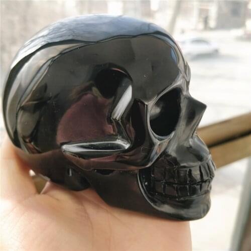 Natural Obsidian Carving Skulls Feng Shui Ornament Crystal Stone For Home Decorations