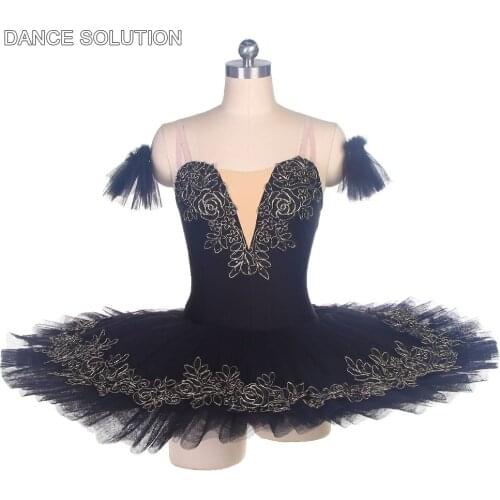 Black Spandex Pre-Professional Ballet Dance Tutu Theather Costume for Women Performance Dancewear Classical Solo Tutus BLL111
