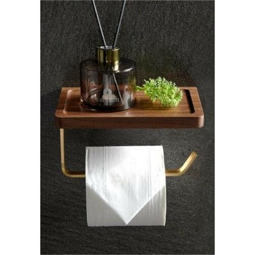 Wood Gold Toilet Paper WC Paper Sheet Holder Tissue Rack Wall Mounted Bathroom Accessories Roll Holder Design Decorative Storage