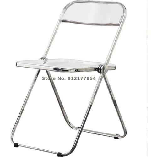 Nordic Designer Transparent Folding Dining Chair Net Red Ins Mirror Metal Chair Portable Clothing Store Photo Seat