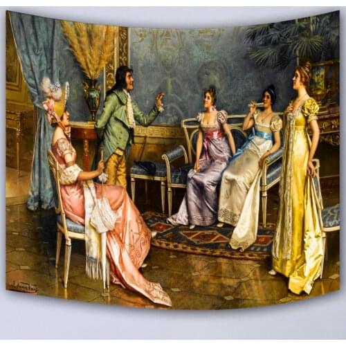 European palace royal oil painting tapestry home decorative tapestries wall hanging carpet comfortable sofa cover picnic mat