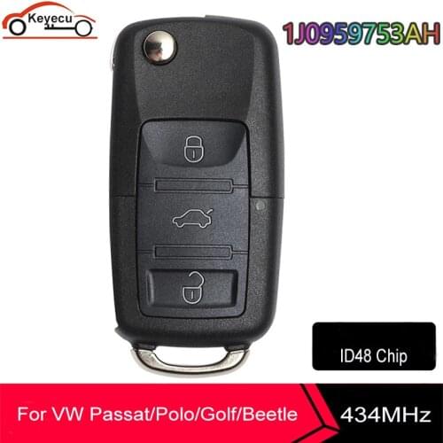 KEYECU Remote Key for 1J0959753AH 5FA008399-10 for Passat/Bora/Polo/Golf/Beetle 434MHz ID48 Chip HAA Blade for VW/VolksWagen