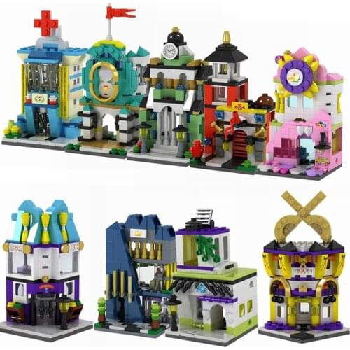 Locking City Street View barbershop School Hospital Gym Building Blocks Toys for Children Assemble City Assemble Structure Block
