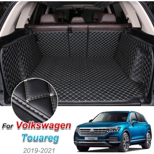 Custom Leather Car Trunk Mats For Volkswagen Touareg 2019-2021 Rear Trunk Floor Mat Tray Carpet Cargo Liner Accessories