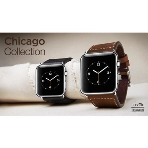 Replacement LunaTik Leather Strap Band for Apple Watch Series 5 4 3 1 2 38mm 42MM 40MM 44Mm Black Buckle