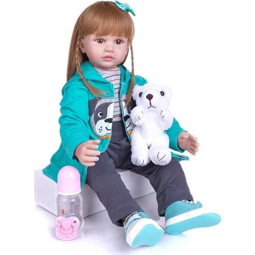 24 Inch Reborn toddler baby Dolls 60 cm Soft Silicone bebe Reborn Menina princess doll Toys Christmas Birthday Gift