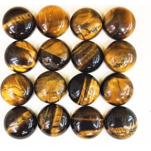 Fashion Top Quality Natural Tiger Eye Stone Round Shape Cabochon 16mm Beads for Jewelry Making31pcs/lot Wholesale Free Shipping