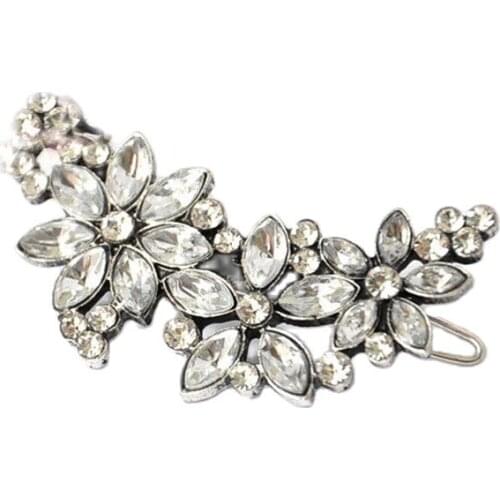 Fashion New European Style Clear Rhinestone Crystal Flower Hair Clip Pin Hairpin Hair Accessory