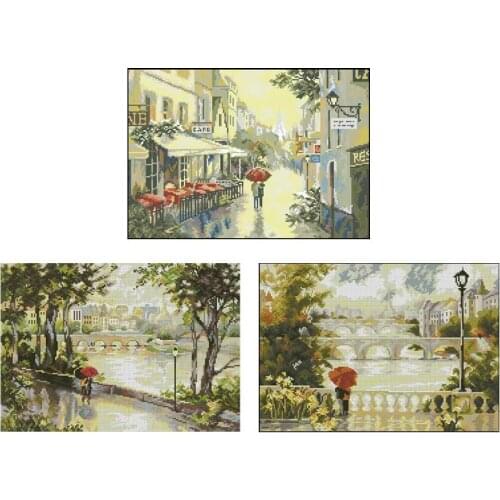 Lovers in the rain patterns counted 11CT 14CT 18CT Cross Stitch Sets DIY Chinese Cross-stitch Kits Embroidery Needlework