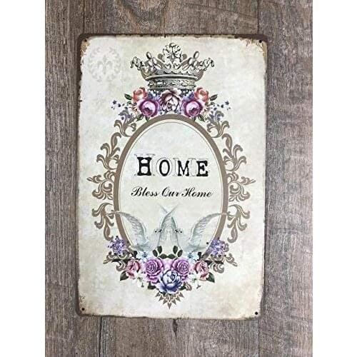 Bless Our Home Metal Sign,Vintage Metal Tin Sign Decor Home Bar Poster Plaque 8X12 inches