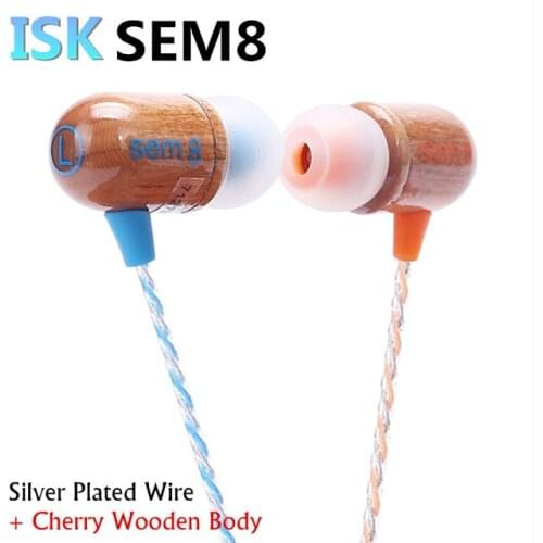 Top Quality ISK SEM8 in-ear monitor earphone DJ Music earbus earphones wooden Anti-Radiation Protect Ear 2.5M Length cable