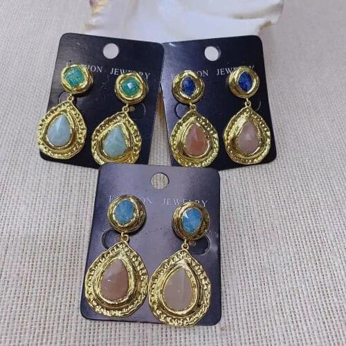 ZLH New Natural Semi-precious stones Shiny Handing Earrings Drop Dangle Earring For Girl 3pairs