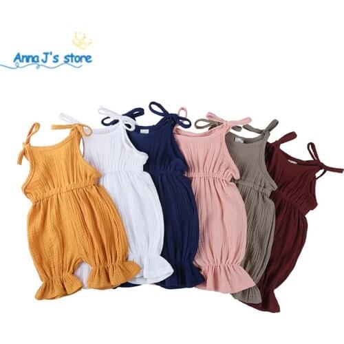 NZ306 New Summer Toddler Overalls Baby Suspender Pants Solid Baby Boy Overalls ruffles Girls Cute Overalls Pants For Kids