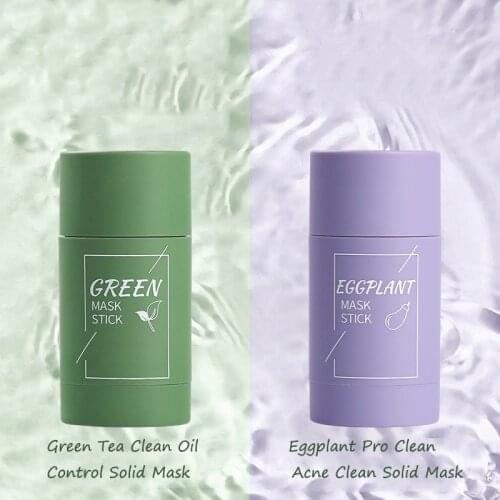 Green Tea Cleansing Mask Cleansing Stick Mask Purifying Clay Stick Mask Oil Control Anti-acne Eggplant Care Whitening Care Face