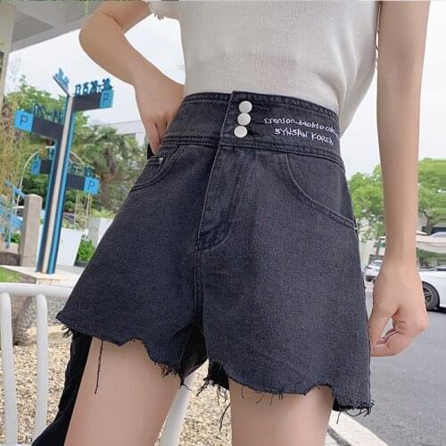 Wholesale 2020 teenagers girls Cotton high-waiste loose wide-leg denim shorts womens summer thin hip casual a-line shorts women