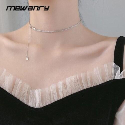 Mewanry 925 Sterling Silver Gypsophila Necklace Fashion Simple Design Sparkling Bride Wedding Jewelry Birthday Gift for Women