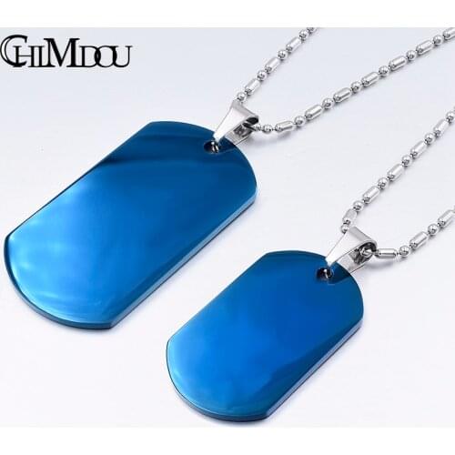 CHIMDOU Soliders Gift !! Military Style Rock Cool blue stainelss steel dog tag blank pendant necklace for men women VJP16