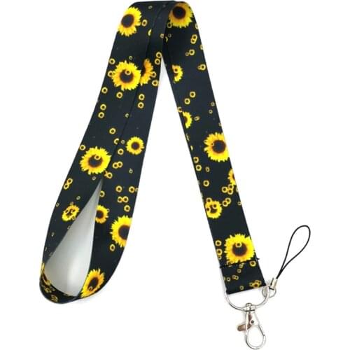 Sunflowers flowers Neck Strap Lanyard keychain Mobile Phone Strap ID Badge Holder Rope Key Chain Keyrings Accessories Gifts