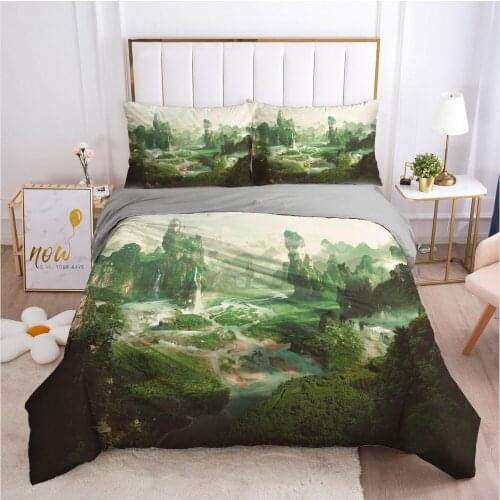 Modern Design Bed Linens 2,3pcs Bedding Sets Quilt/Comforter/Blanket Covers Pillowcase Duvet Cover Set Twin Size 3D Landscape
