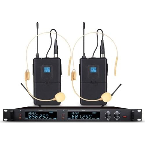 Stage Performance Church Home KTV Party UHF Professional Dual Wireless Microphone System Lavalier/Headset Microphone 5000B