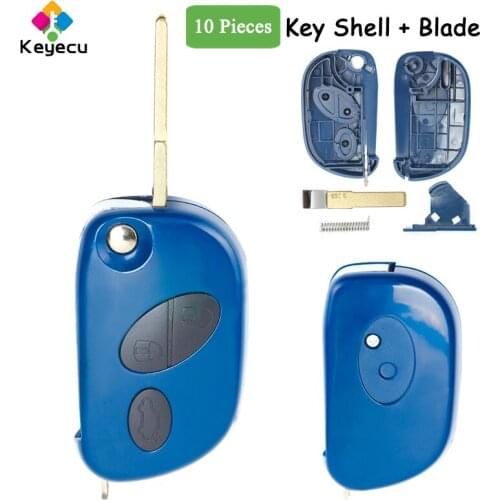 KEYECU 10PCS/Lot Flip Remote Car Key Shell Case With 3 Buttons - FOB for Maserati Quattroporte GranTurismo 2008 2009 2010 2011