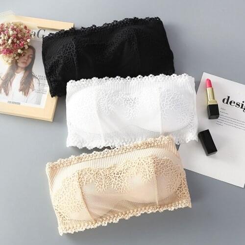 Sexy Summer Women Strapless Bra Lace Tube Top Bandeau Crop Tank Seamless Padded Underwear