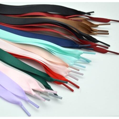 1pair 2cm Width Satin Silk Ribbon Shoelaces Double-sided Smooth Flat Shoe Lace Bud Silk Satin Bow Sport Adult Kid Shoe Lace