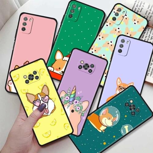 Corgi Cartoon Dog Silicone Phone Case For Xiaomi Mi Poco X3 NFC M3 Pro 5G F3 10T Pro Back Cover For Redmi Note 9S 9 8 Pro