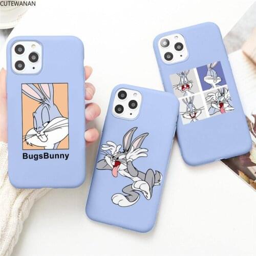 Cute bunny Phone Case for iPhone 12 mini 11 Pro Max X XR XS 8 7 6s Plus Candy purple Silicone cover
