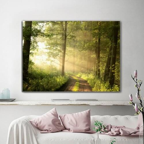 Canvas Painting Landscape Posters and Prints Green Nature Forest Trees Wall Art Pictures for Living Room Cuadros Home Decoration