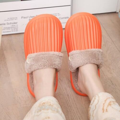 TYDZSMT Women Winter Slippers Home Shoes Ladies Waterproof EVA Removable Fur Plush Female Platform Couples Solid Footwear Shoes