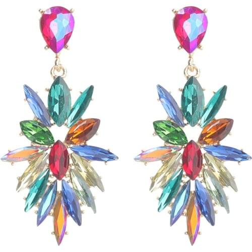 Vintage Multicolors Resin Rhinestone Dangle Earings For Women Fashion Jewelry Magnifique Daily Collection Earrings Accessories